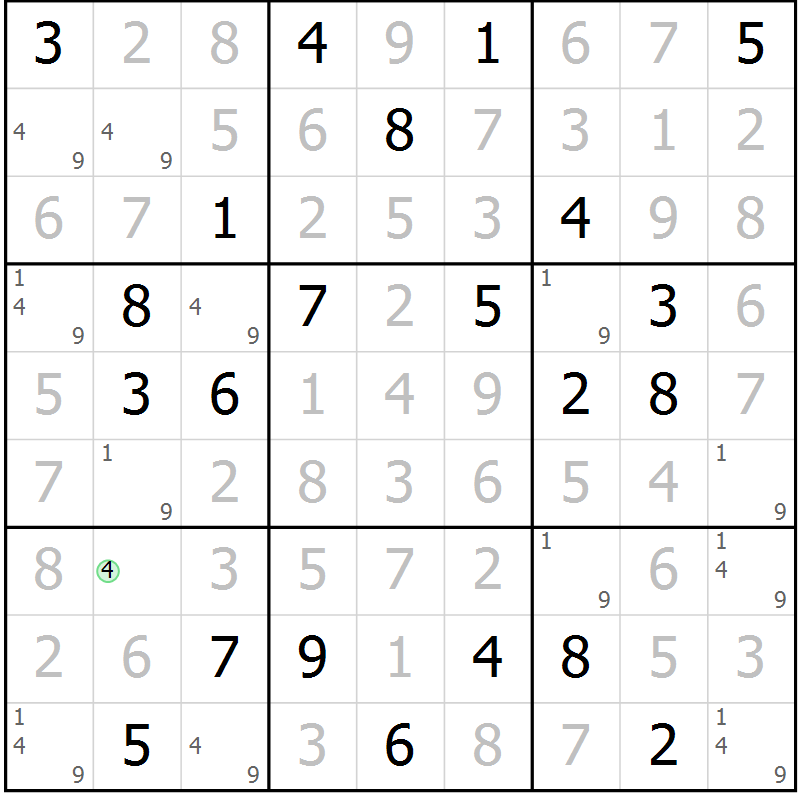 Position des candidats pour la solution de la Gr 16 page 19 du magazine de sudoku Virtuose n° 123
