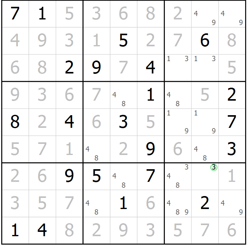 Position des candidats pour la solution de la Gr 20 page 23 du magazine de sudoku Virtuose n° 123