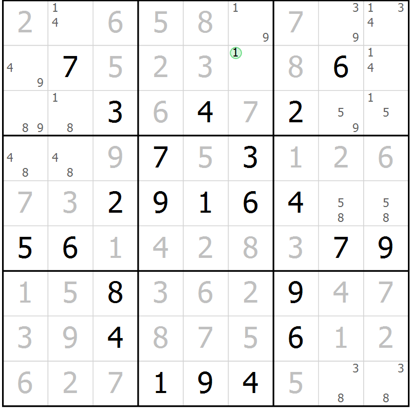Position des candidats pour la solution de la Gr 24 page 27 du magazine de sudoku Virtuose n° 123