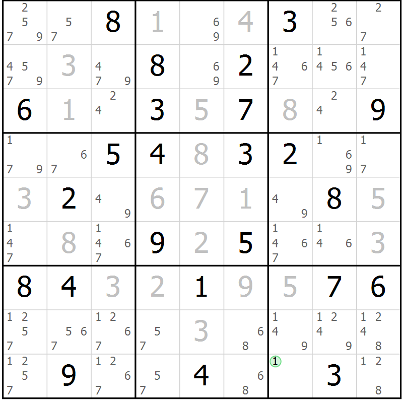 Position des candidats pour la solution de la Gr 25 page 28 du magazine de sudoku Virtuose n° 123