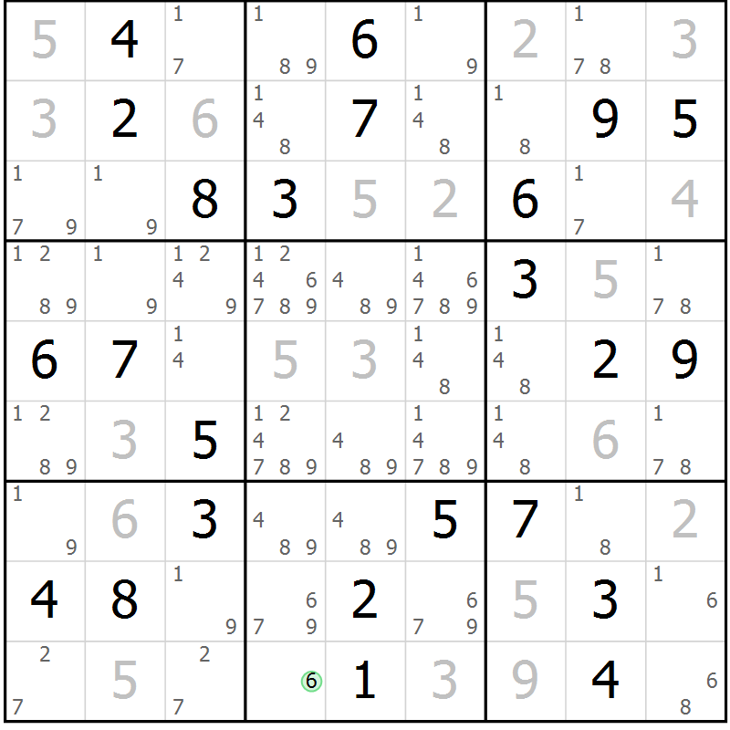 Position des candidats pour la solution de la Gr 26 page 29 du magazine de sudoku Virtuose n° 123