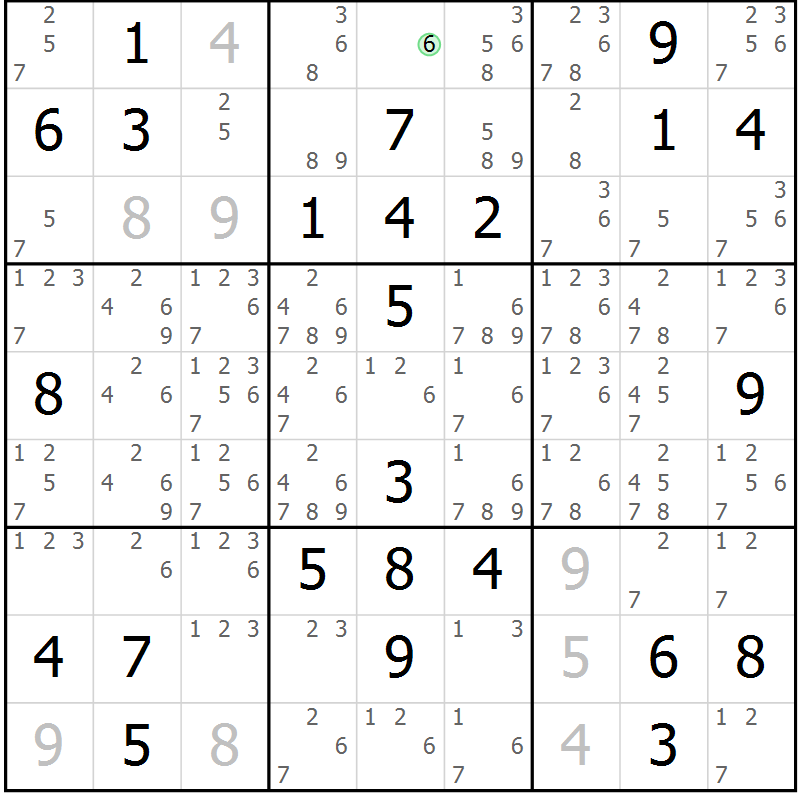 Position des candidats pour la solution de la Gr 28 page 31 du magazine de sudoku Virtuose n° 123