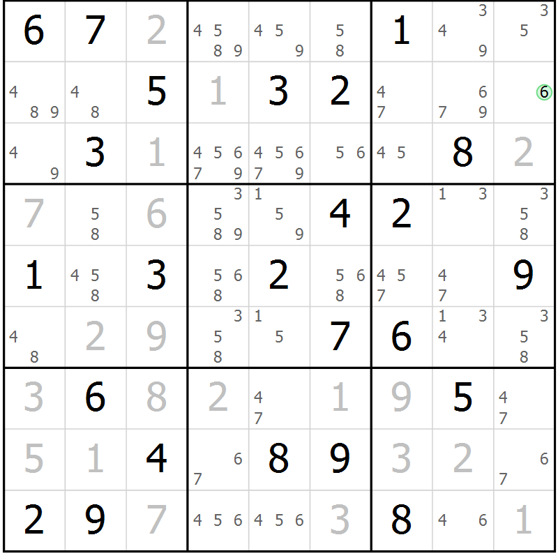 Position des candidats pour la solution de la Gr 29 page 32 du magazine de sudoku Virtuose n° 123