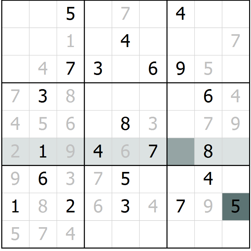 Position des candidats pour la solution de la Gr 3 page 6 du magazine de sudoku Virtuose n° 123