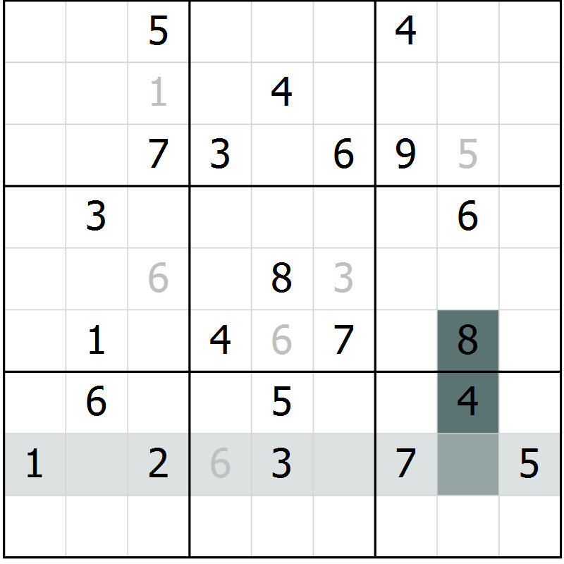 Position des candidats pour la solution de la Gr 3 page 6 du magazine de sudoku Virtuose n° 123