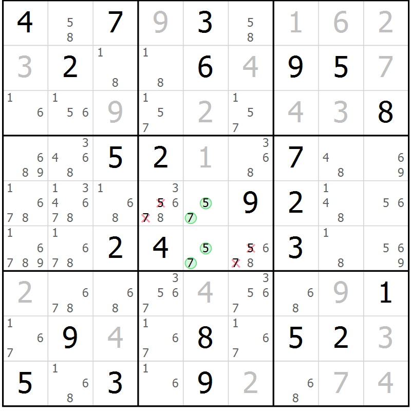 Position des candidats pour la solution de la Gr 30 page 33 du magazine de sudoku Virtuose n° 123