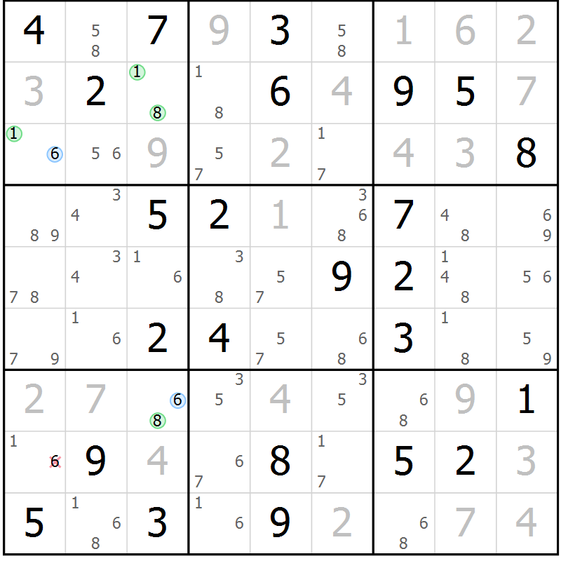 Position des candidats pour la solution de la Gr 30 page 33 du magazine de sudoku Virtuose n° 123