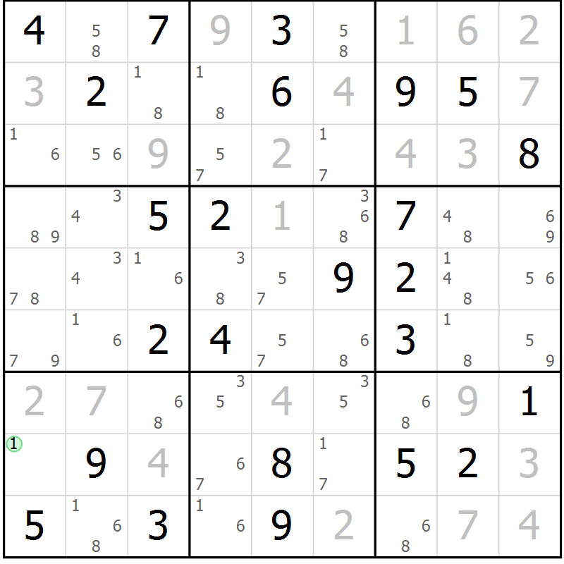 Position des candidats pour la solution de la Gr 30 page 33 du magazine de sudoku Virtuose n° 123