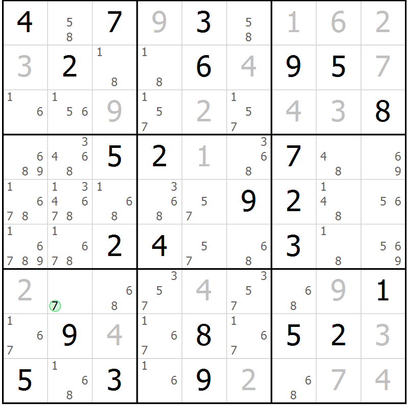 Position des candidats pour la solution de la Gr 30 page 33 du magazine de sudoku Virtuose n° 123