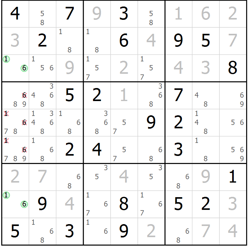 Position des candidats pour la solution de la Gr 30 page 33 du magazine de sudoku Virtuose n° 123