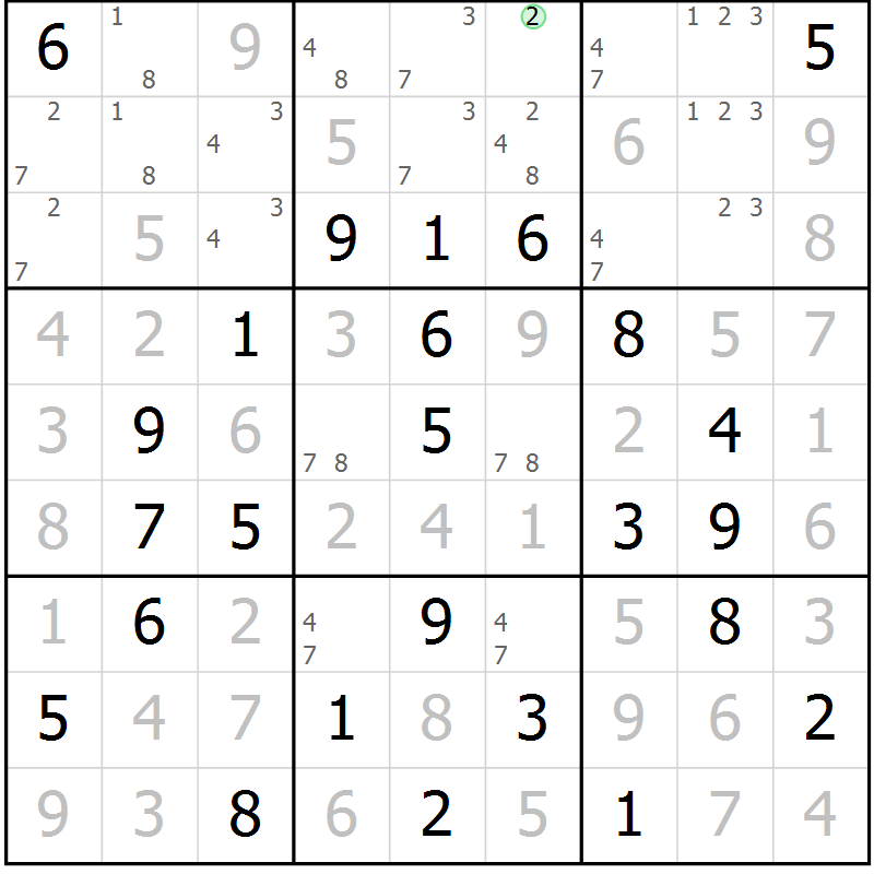 Position des candidats pour la solution de la Gr 31 page 34 du magazine de sudoku Virtuose n° 123