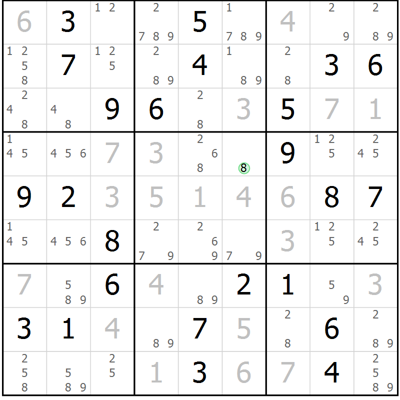 Position des candidats pour la solution de la Gr 34 page 37 du magazine de sudoku Virtuose n° 123