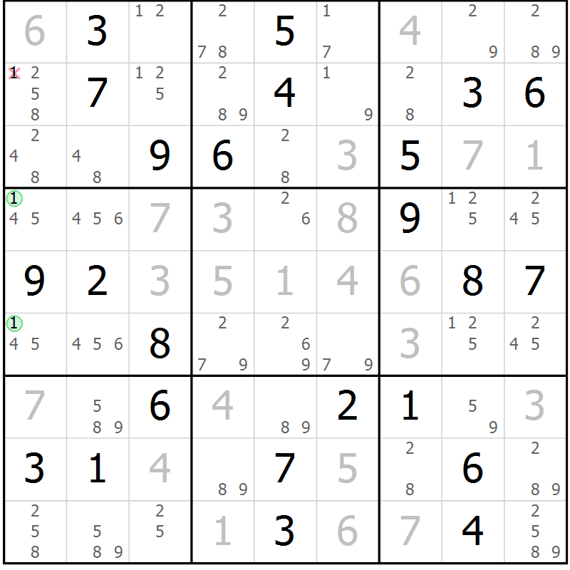 Position des candidats pour la solution de la Gr 34 page 37 du magazine de sudoku Virtuose n° 123
