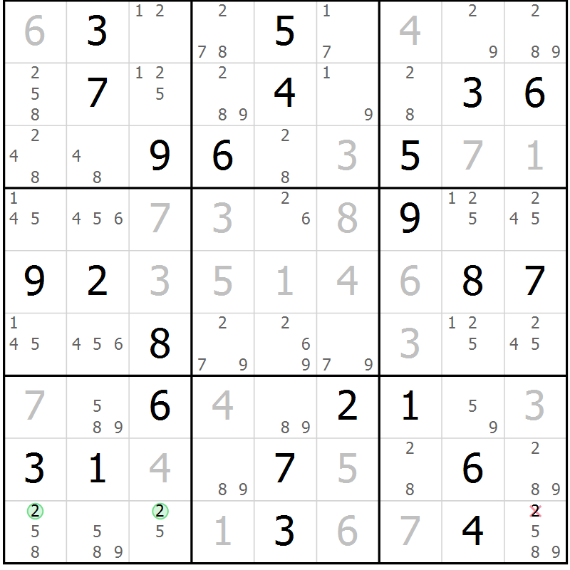 Position des candidats pour la solution de la Gr 34 page 37 du magazine de sudoku Virtuose n° 123