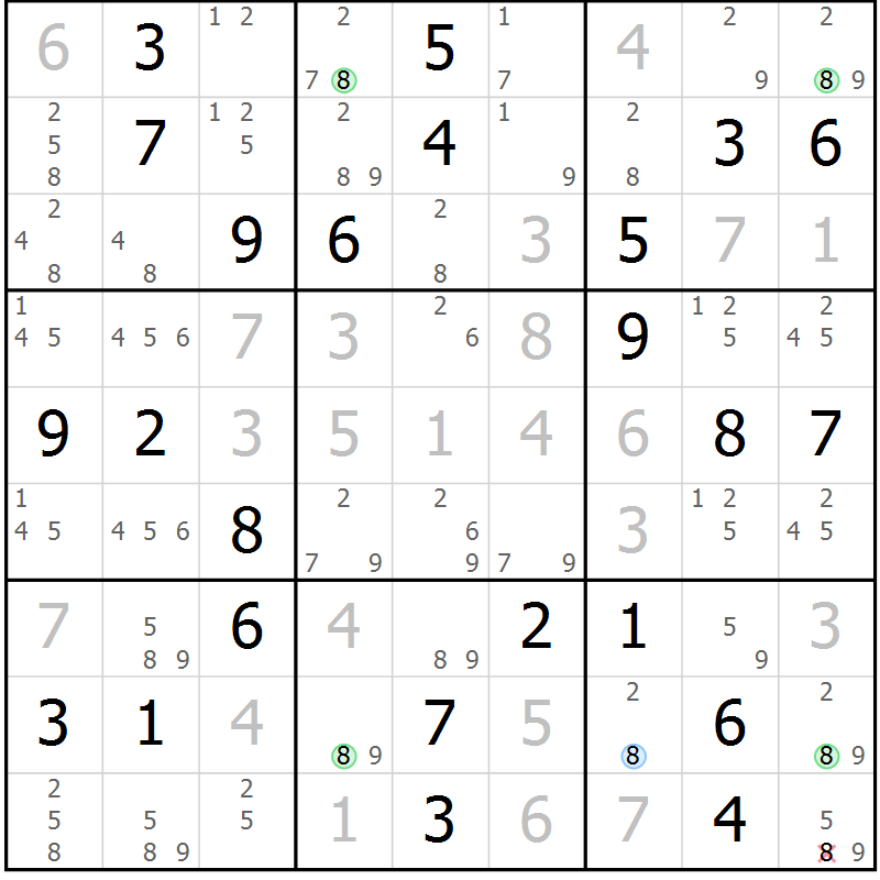 Position des candidats pour la solution de la Gr 34 page 37 du magazine de sudoku Virtuose n° 123