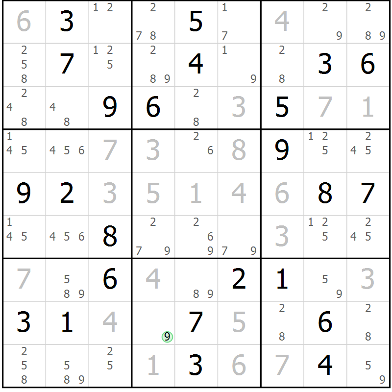 Position des candidats pour la solution de la Gr 34 page 37 du magazine de sudoku Virtuose n° 123