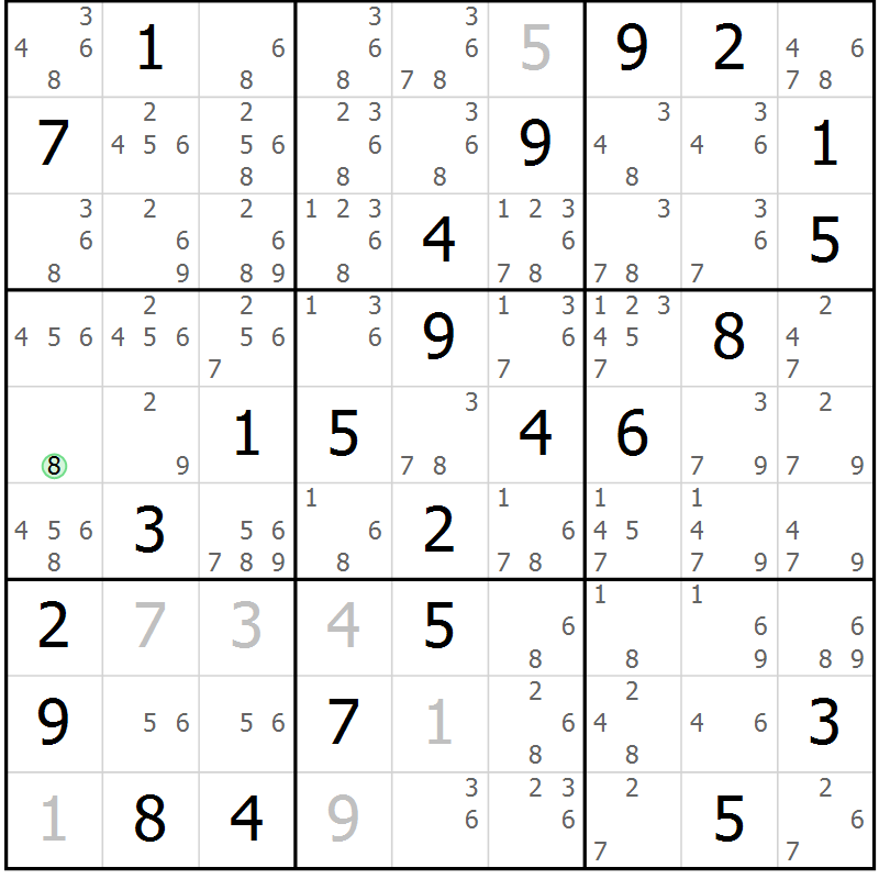 Position des candidats pour la solution de la Gr 35 page 38 du magazine de sudoku Virtuose n° 123