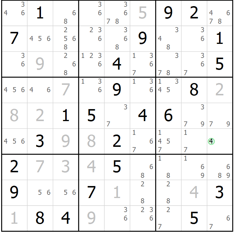 Position des candidats pour la solution de la Gr 35 page 38 du magazine de sudoku Virtuose n° 123