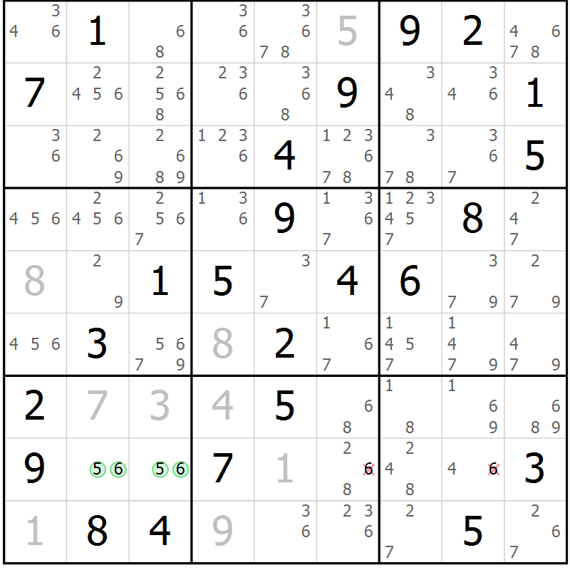 Position des candidats pour la solution de la Gr 35 page 38 du magazine de sudoku Virtuose n° 123