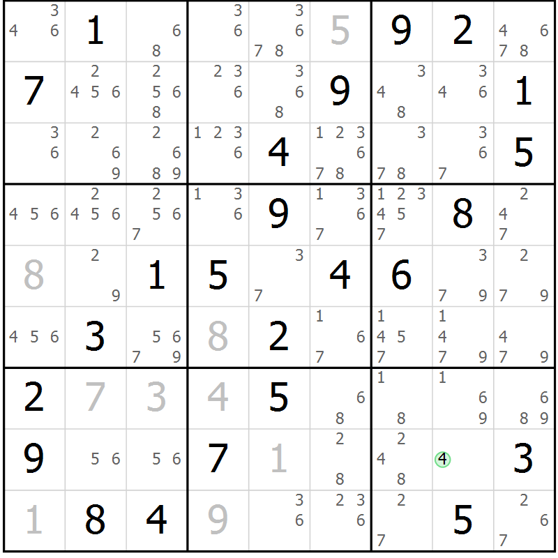 Position des candidats pour la solution de la Gr 35 page 38 du magazine de sudoku Virtuose n° 123