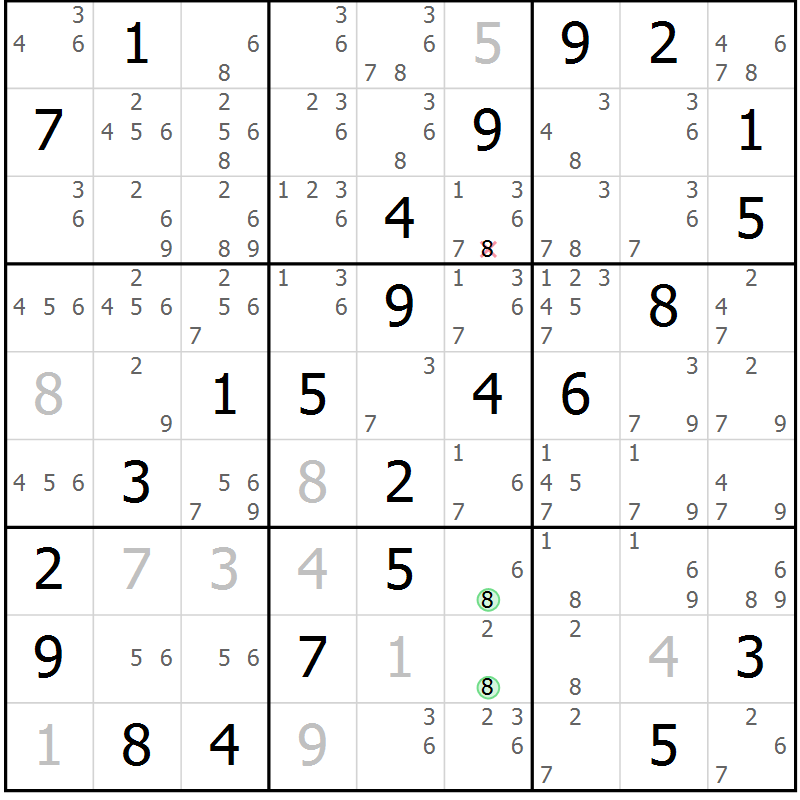 Position des candidats pour la solution de la Gr 35 page 38 du magazine de sudoku Virtuose n° 123