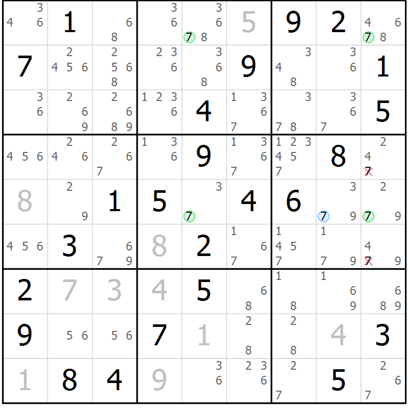 Position des candidats pour la solution de la Gr 35 page 38 du magazine de sudoku Virtuose n° 123