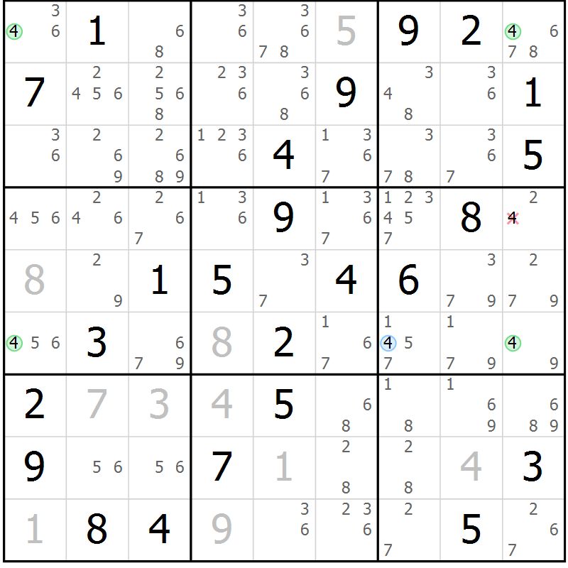 Position des candidats pour la solution de la Gr 35 page 38 du magazine de sudoku Virtuose n° 123