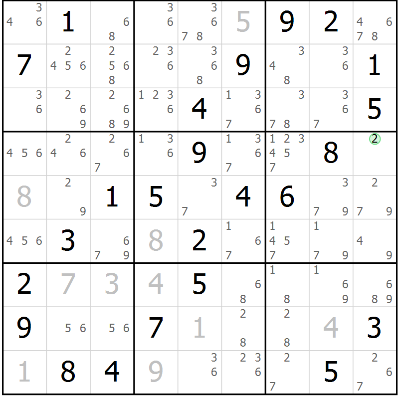 Position des candidats pour la solution de la Gr 35 page 38 du magazine de sudoku Virtuose n° 123