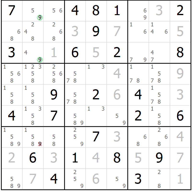 Position des candidats pour la solution de la Gr 37 page 40 du magazine de sudoku Virtuose n° 123