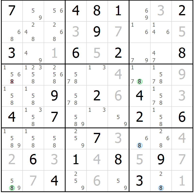 Position des candidats pour la solution de la Gr 37 page 40 du magazine de sudoku Virtuose n° 123