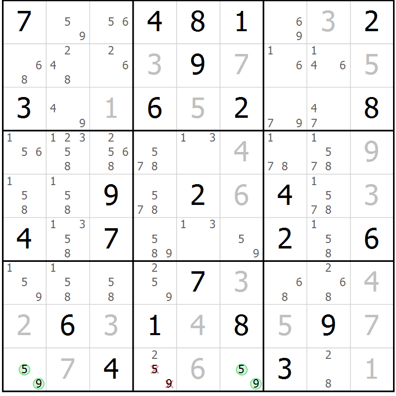Position des candidats pour la solution de la Gr 37 page 40 du magazine de sudoku Virtuose n° 123