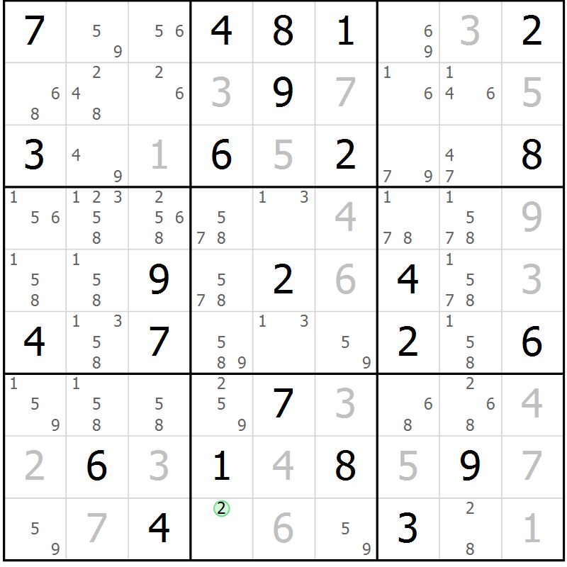 Position des candidats pour la solution de la Gr 37 page 40 du magazine de sudoku Virtuose n° 123