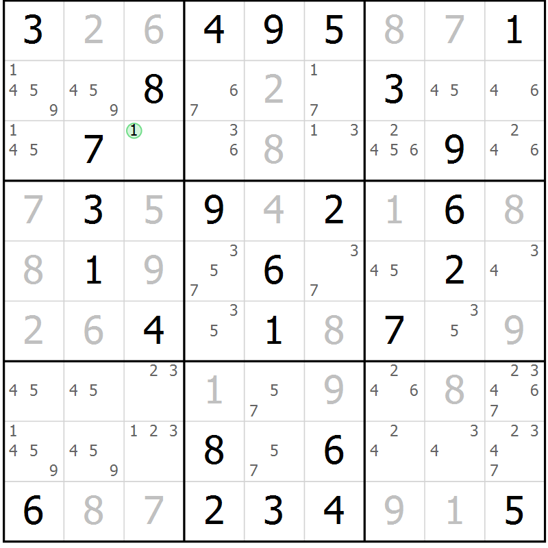 Position des candidats pour la solution de la Gr 38 page 41 du magazine de sudoku Virtuose n° 123
