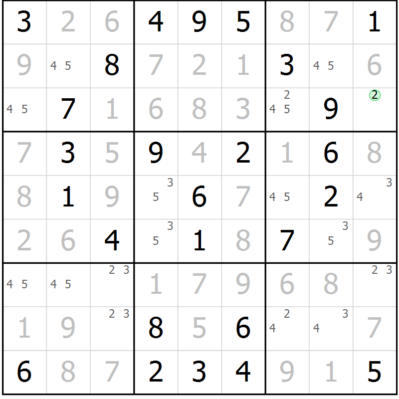 Position des candidats pour la solution de la Gr 38 page 41 du magazine de sudoku Virtuose n° 123