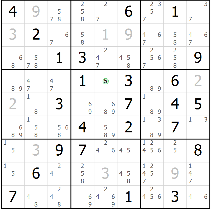 Position des candidats pour la solution de la Gr 39 page 42 du magazine de sudoku Virtuose n° 123