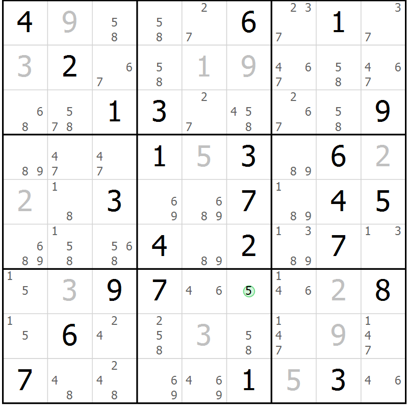 Position des candidats pour la solution de la Gr 39 page 42 du magazine de sudoku Virtuose n° 123