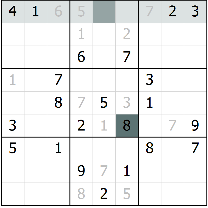 Position des candidats pour la solution de la Gr 4 page 7 du magazine de sudoku Virtuose n° 123