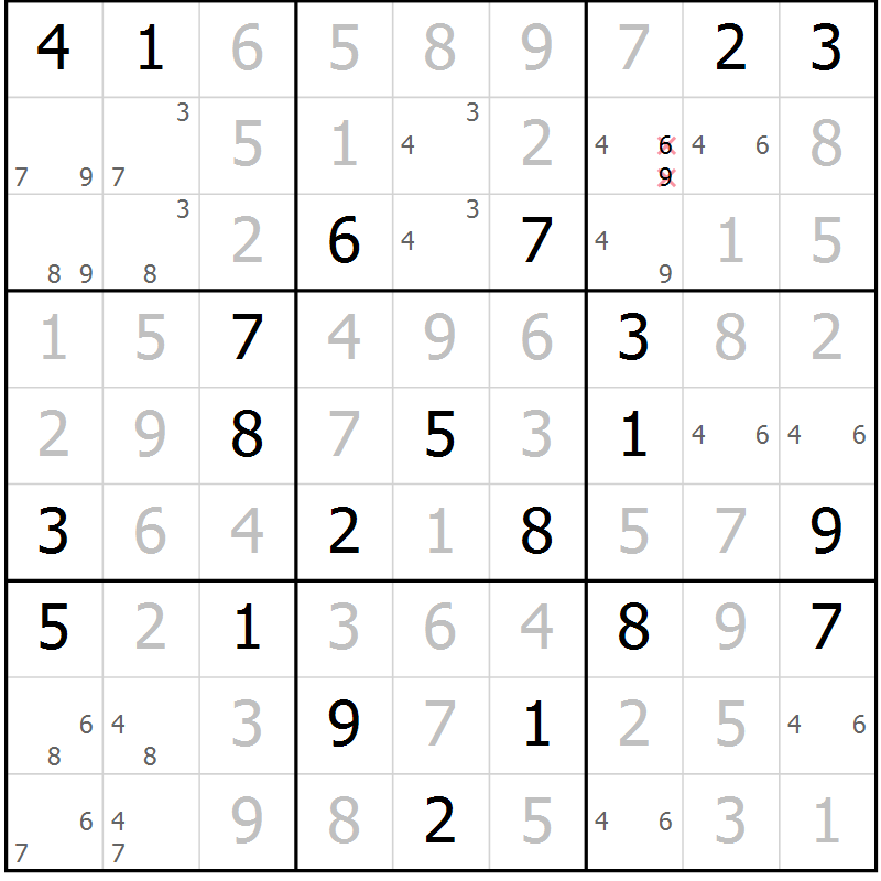 Position des candidats pour la solution de la Gr 4 page 7 du magazine de sudoku Virtuose n° 123