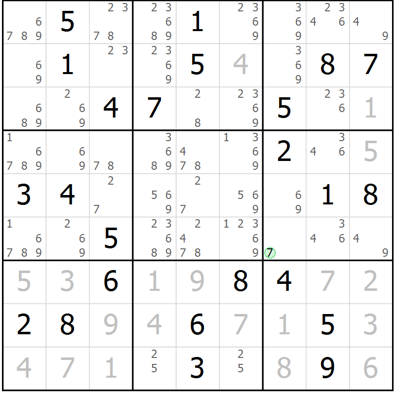 Position des candidats pour la solution de la Gr 40 page 43 du magazine de sudoku Virtuose n° 123