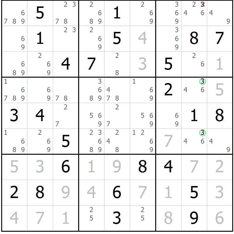 Position des candidats pour la solution de la Gr 40 page 43 du magazine de sudoku Virtuose n° 123