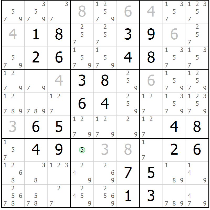 Position des candidats pour la solution de la Gr 41 page 44 du magazine de sudoku Virtuose n° 123