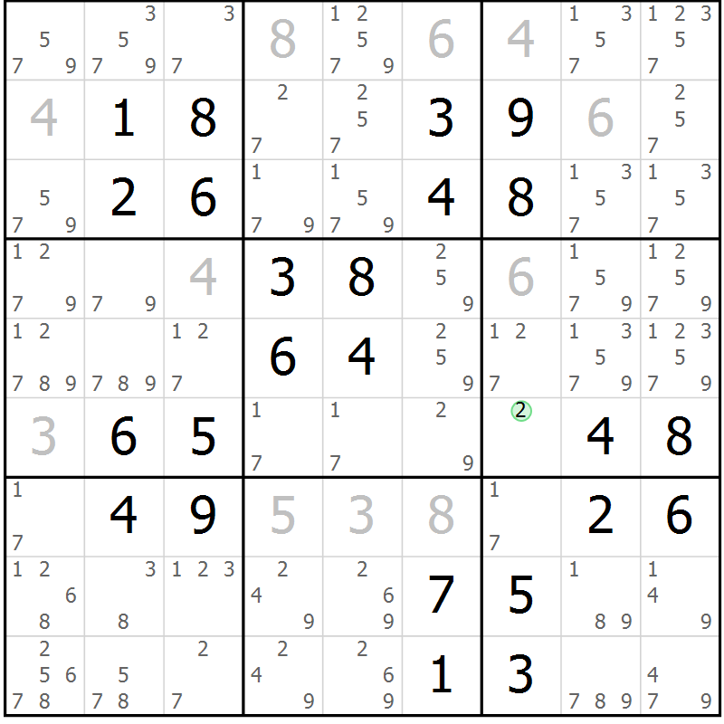 Position des candidats pour la solution de la Gr 41 page 44 du magazine de sudoku Virtuose n° 123
