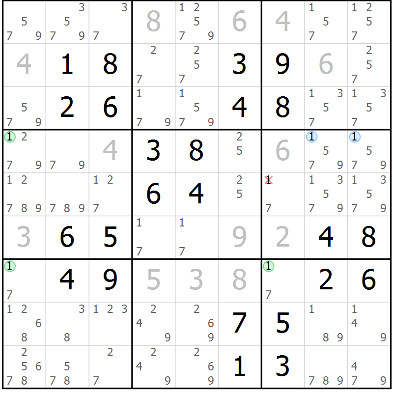 Position des candidats pour la solution de la Gr 41 page 44 du magazine de sudoku Virtuose n° 123