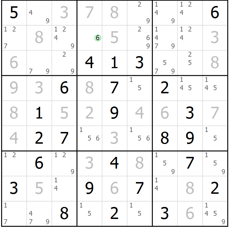 Position des candidats pour la solution de la Gr 42 page 45 du magazine de sudoku Virtuose n° 123