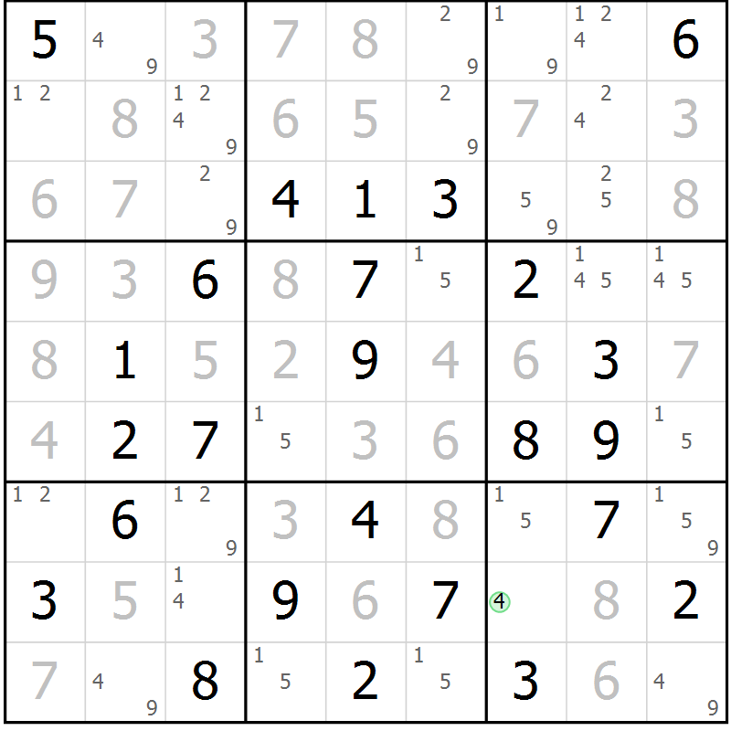 Position des candidats pour la solution de la Gr 42 page 45 du magazine de sudoku Virtuose n° 123