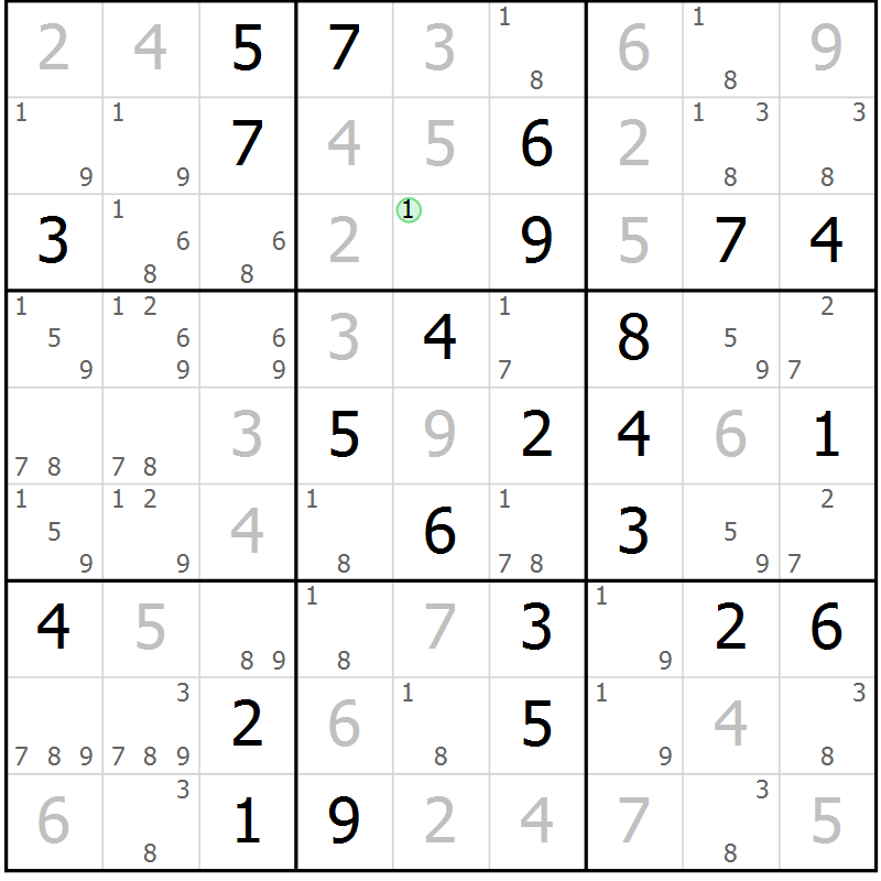 Position des candidats pour la solution de la Gr 47 page 50 du magazine de sudoku Virtuose n° 123
