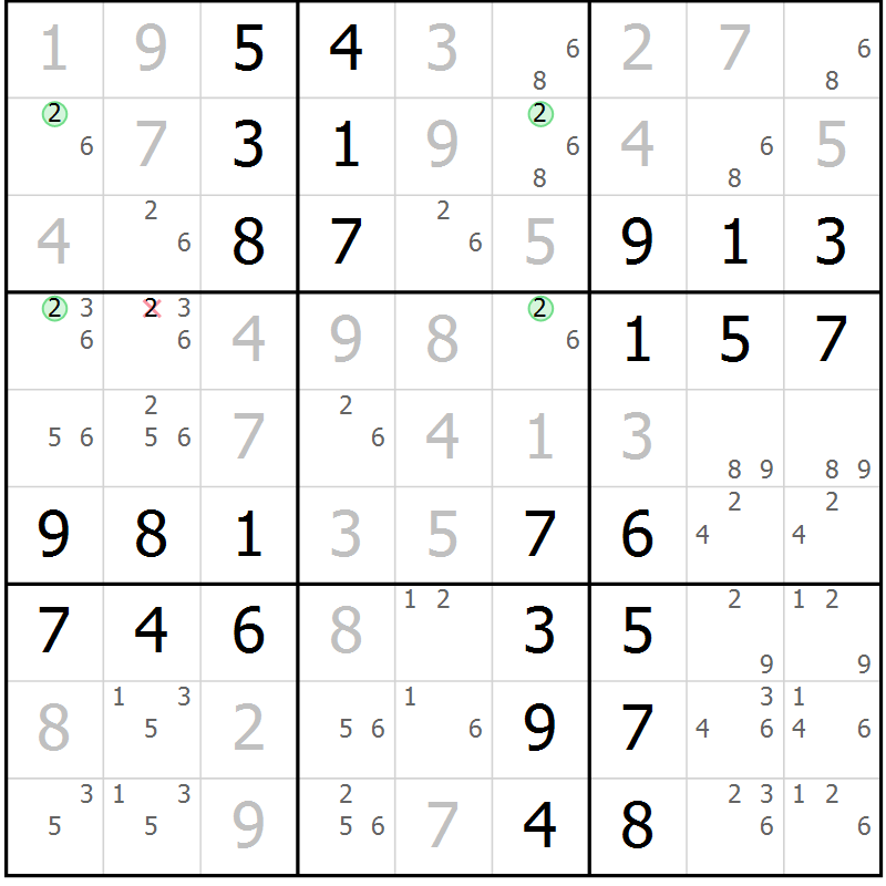 Position des candidats pour la solution de la Gr 48 page 51 du magazine de sudoku Virtuose n° 123