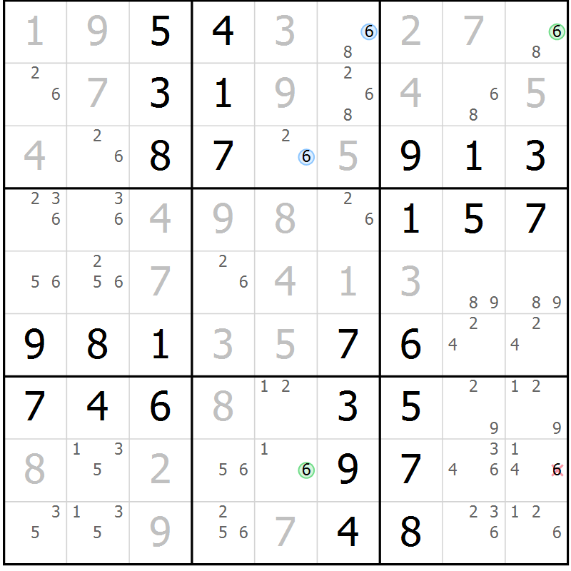 Position des candidats pour la solution de la Gr 48 page 51 du magazine de sudoku Virtuose n° 123