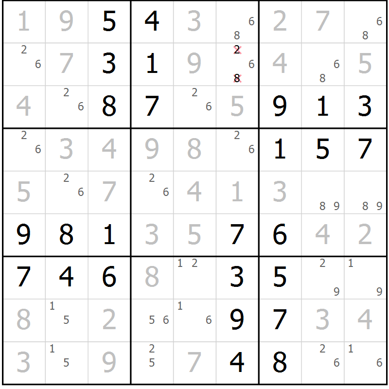 Position des candidats pour la solution de la Gr 48 page 51 du magazine de sudoku Virtuose n° 123