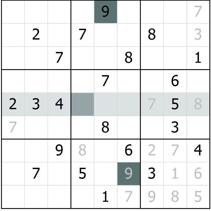 Position des candidats pour la solution de la Gr 5 page 8 du magazine de sudoku Virtuose n° 123
